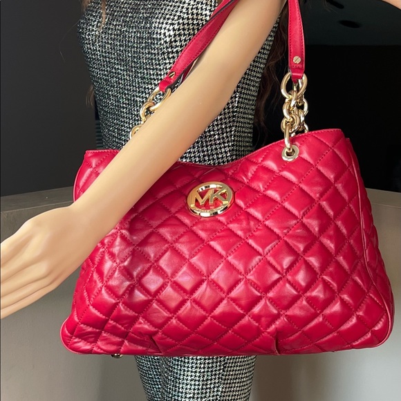 MICHAEL Michael Kors Handbags - Sold ~Michael Kors Red Leather Quilted Handbag